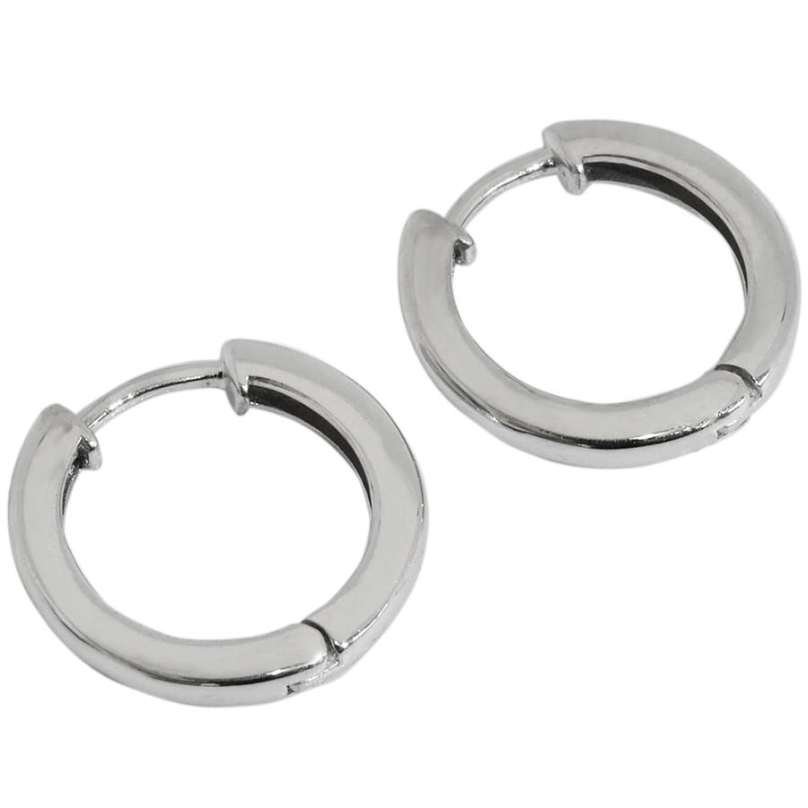 K18WG 中折れフープピアス 2×12mm ホワイトゴールドゴールド 1セット