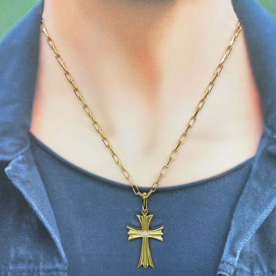 １８金クロス ダイヤモンド １.00ct ペンダント K18 1Pクロス35 イエローゴールド ペンダントトップ ダイヤモンド 0.3