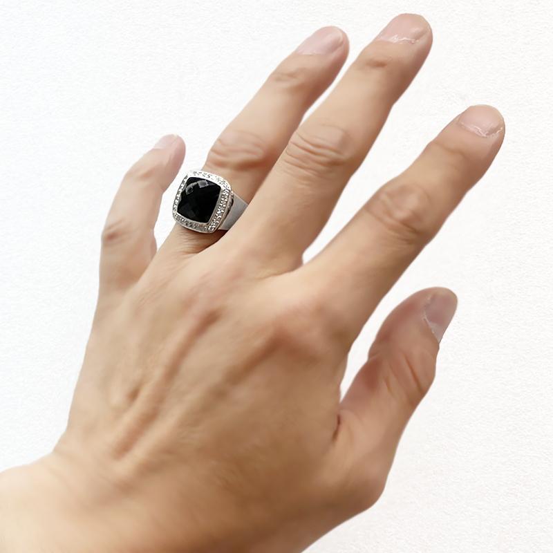 Pt900 オニキス ダイヤモンド 0.40ct メンズ 印台 リング 20号 指輪 