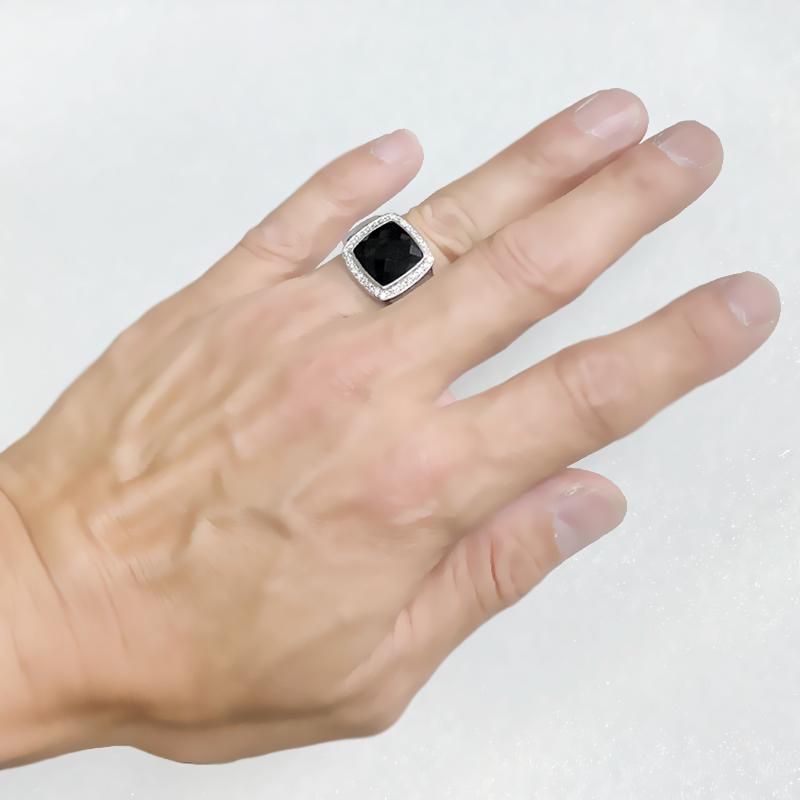 Pt900 オニキス ダイヤモンド 0.40ct メンズ 印台 リング 20号 指輪