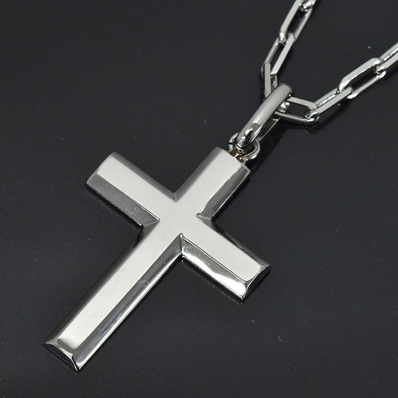Pt850 シンプルクロス27 ペンダントトップ クロス 十字架 チャーム ヘッド プラチナ 喜平用 メンズ ネックレスの画像