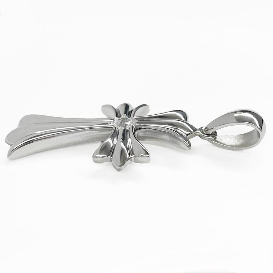 Pt900 1Pクロスシャープ35  丸バチカン プラチナ ペンダントトップ ダイヤモンド 鑑定書付  0.217ct　E-SI2-GOOD メンズ ori24 |  | 04