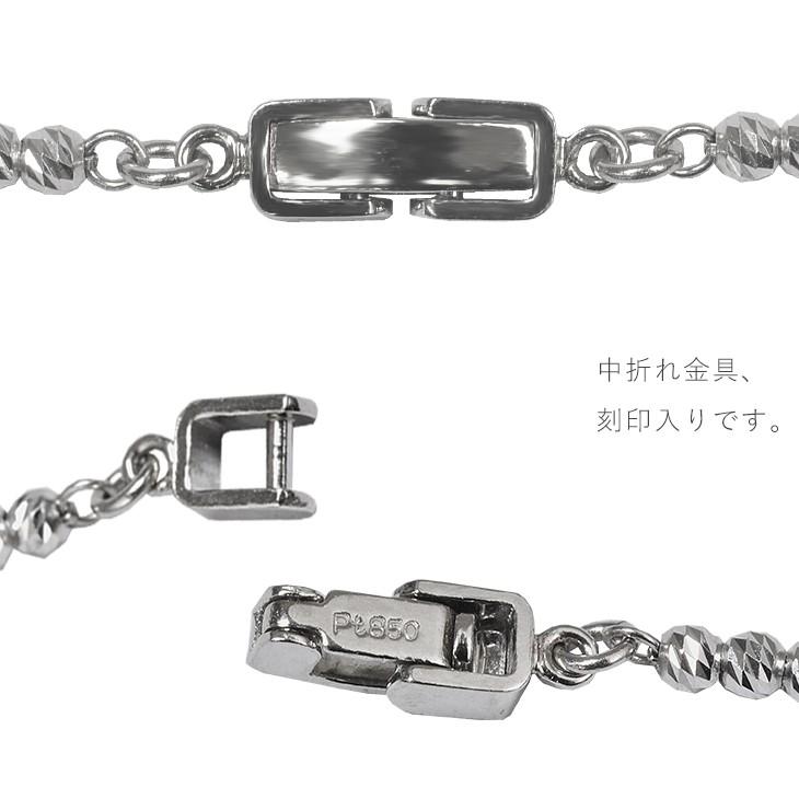 Pt850 2mm幅 ダイヤカットミラーボール20 ブレスレット プラチナ 全長 