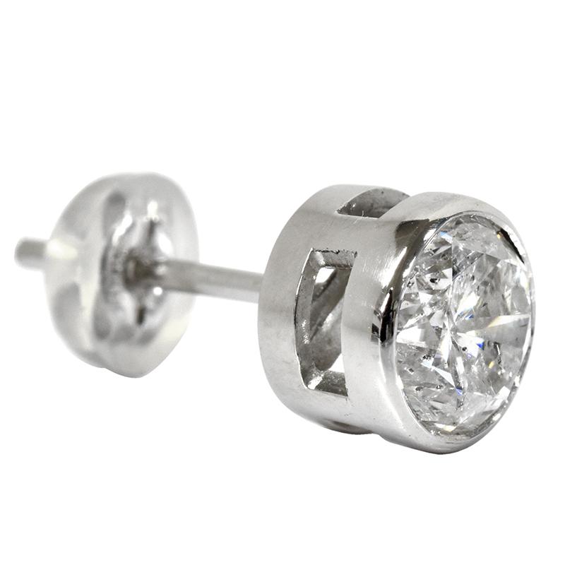 Pt900 1ct ダイヤピアス 片耳 1粒ダイヤモンド メンズ 1.073ct H I1