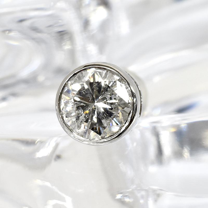 Pt900 1ct ダイヤピアス 片耳 1粒ダイヤモンド メンズ 1.073ct H I1
