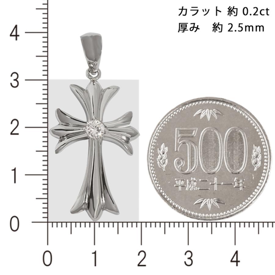 Pt900 1Pクロス30 丸バチカン ダイヤモンド ペンダントトップ 0.213ct