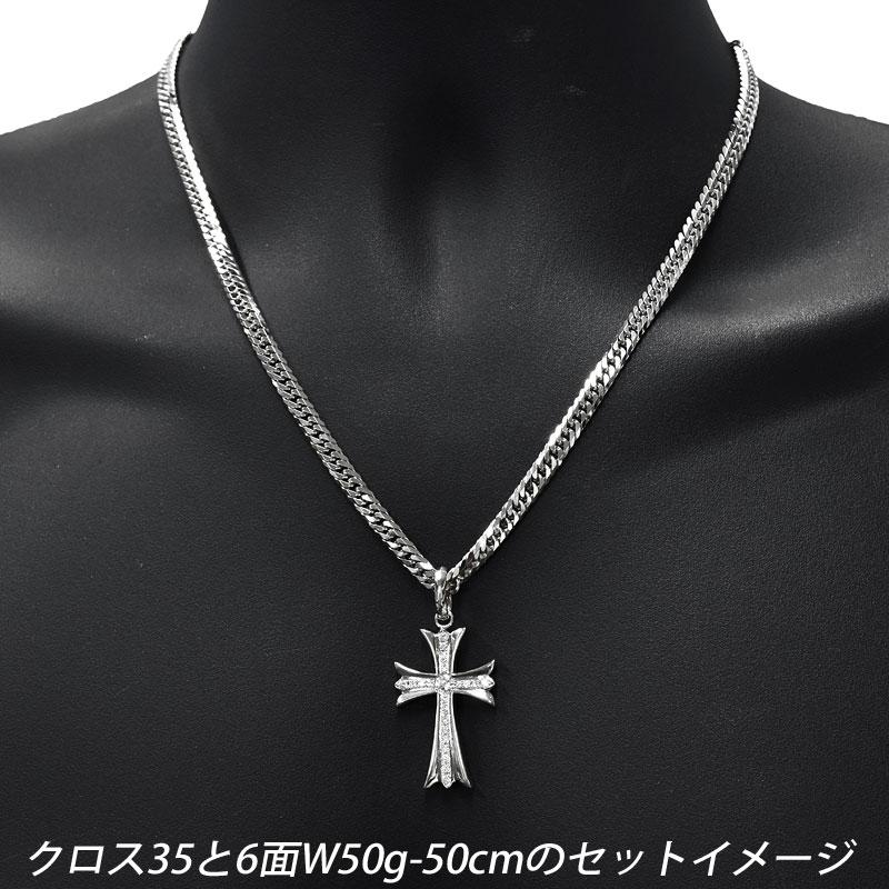 Pt900 クロス35 楕円バチカン プラチナ ペンダントトップ ダイヤモンド