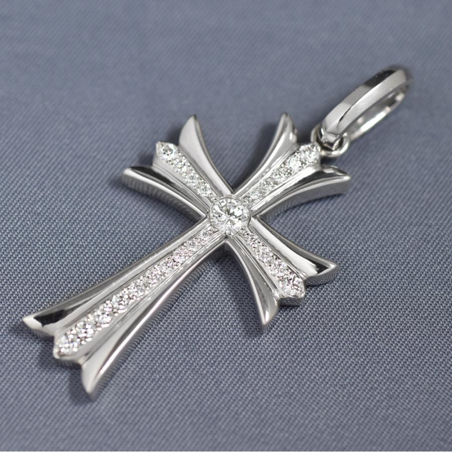 Pt900 クロス35 楕円バチカン プラチナ ペンダントトップ ダイヤモンド