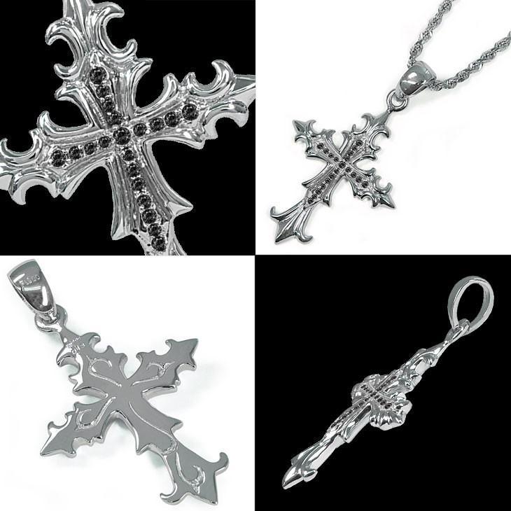 Pt900 クロスメレ34 プラチナ ペンダントトップ ブラックダイヤ 0.1