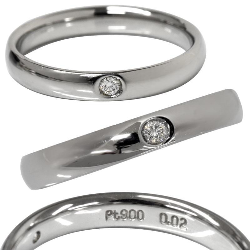 Pt900 3mm幅 プラチナ ダイヤモンドもお付けできます マリッジ