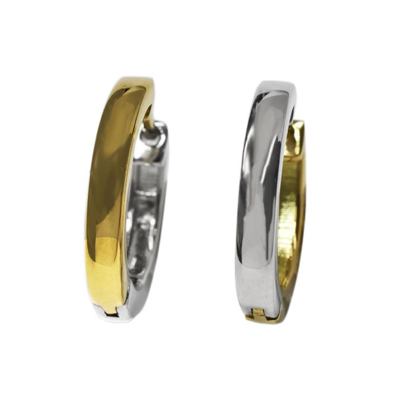 PT950/K18 中折れバネ式シングルフープピアス 2×13mm コンビ プラチナ