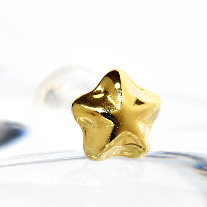 K18 シングル 片耳 1個 ぷっくり スターピアス 5mm スタッドピアス ゴールド 18金 YG メンズ レディース ジュエリー 送料無料 |  | 02