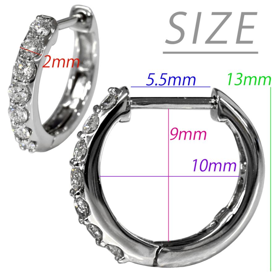 Pt900 0.15ct×2 合計0.30ct 中折れバネ式 ダイヤフープピアス 2×13 2mm