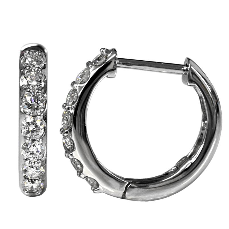 Pt900 0.15ct×2 合計0.30ct 中折れバネ式 ダイヤフープピアス 2×13 2mm