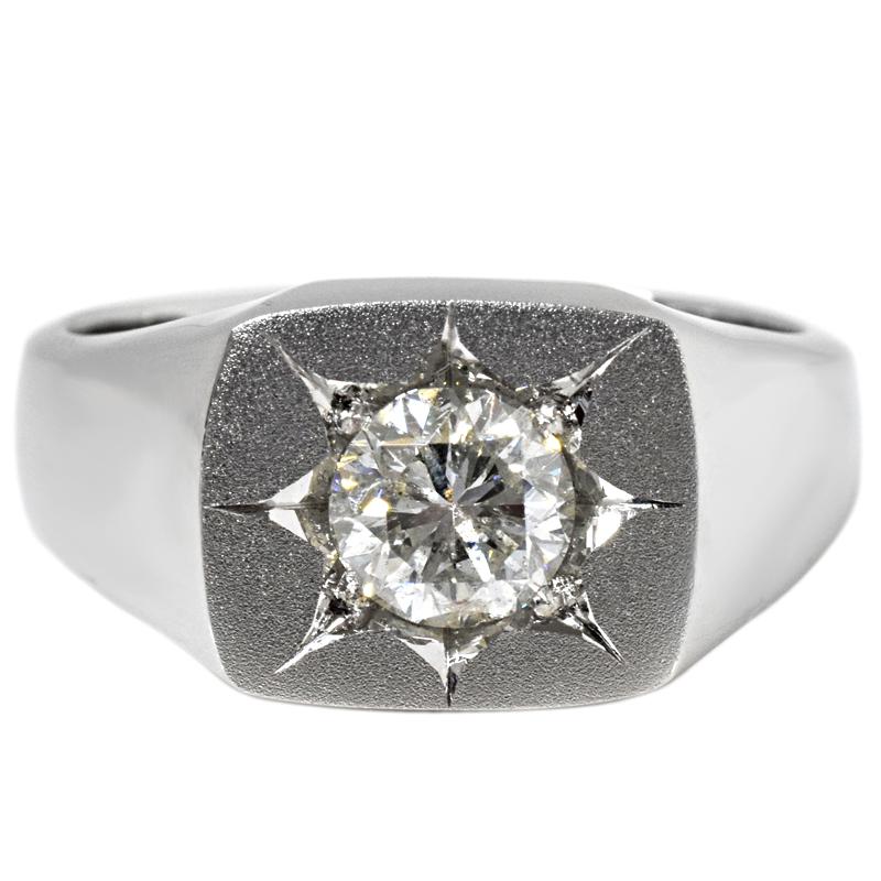 Pt900 1.0ct 印台リング プラチナ 1.020ct I I1 FAIR 鑑定書付き 20号