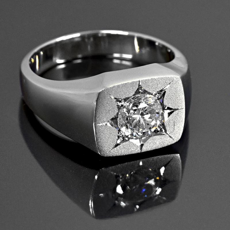 Pt900 1.0ct 印台リング プラチナ 1.020ct I I1 FAIR 鑑定書付き 20号