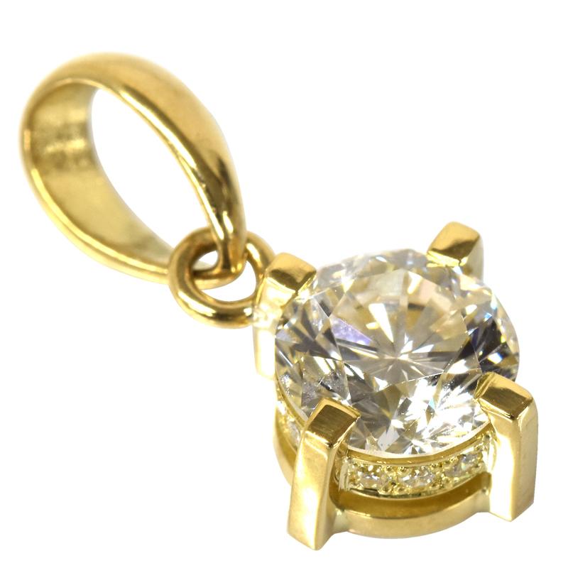 K18 メンズ 4本爪 ダイヤモンド ペンダントトップ 1.030ct K SI2 GOOD