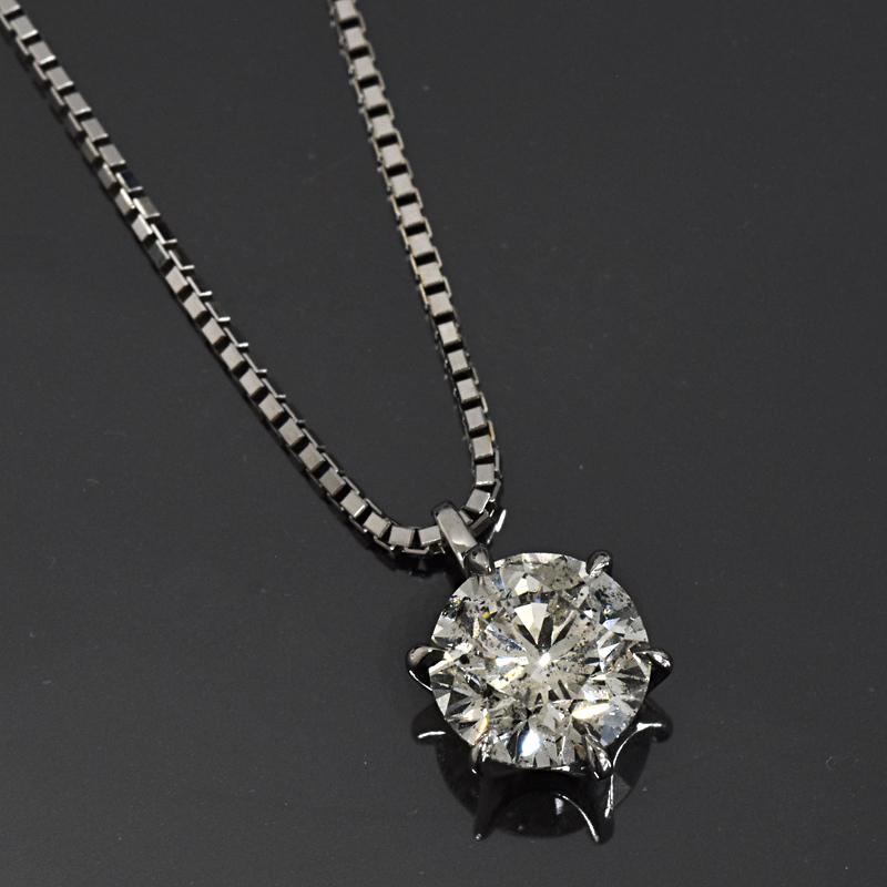 Pt900・Pt850 1.5ct ダイヤモンド 一粒 ペンダントネックレス 1.504ct 