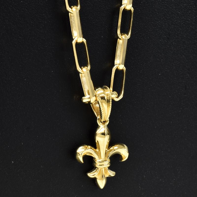 K18 百合の紋章12 ペンダントトップ 18金 イエローゴールド 小さめ 小ぶり 軽量 無垢 メンズ ori24 |  | 07