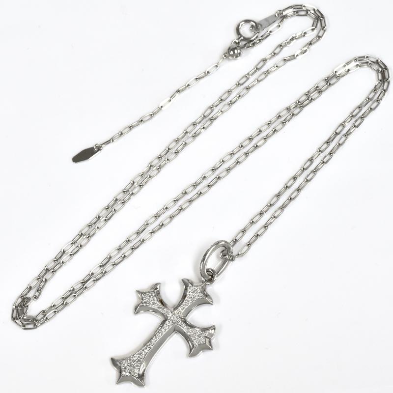 Pt950 ダイヤ パヴェクロス32 Pt850 70cm ネックレスチェーン 付き ペンダントネックレス 十字架 クロス メンズ ori24の画像