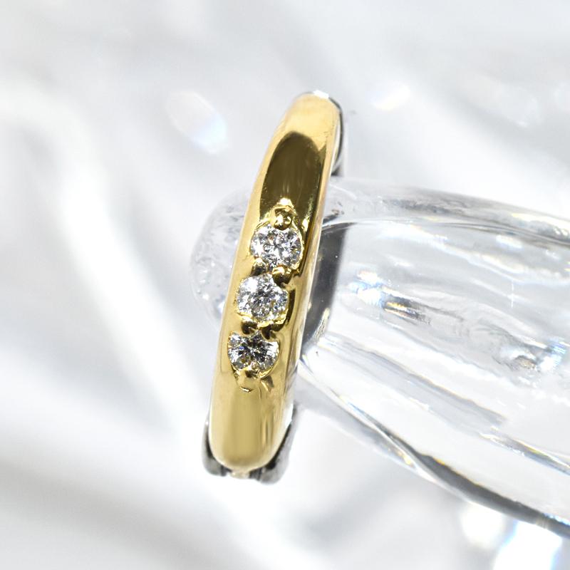 Pt950 K18 1個 シングル ピアスみたいなイヤリング 2.5×12mm ダイヤモンド フープ ピアリング リバーシブル 小ぶり 2.5mm 12mm |  | 03