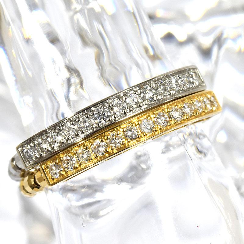 K18 ストレッチリング 伸縮 ミラーボール ダイヤモンドリング 0.15ct