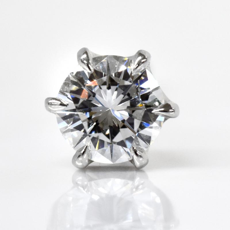 Pt900 0.1ct ダイヤピアス 片耳 シングル 1つ 0.195ct F SI2 VG 鑑定書