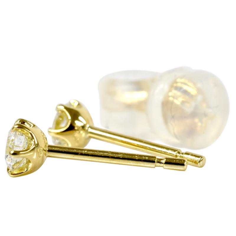 K18 ダイヤピアス 0.4ct 0.2ct×0.2ct F SI VG 鑑定書付き ダイヤモンド 6本爪 ダイヤモンドピアス 18金 ゴールド 一石 １粒ダイヤモンドの画像