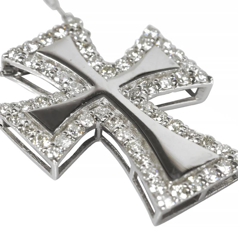 Pt900 Pt850 クロス18 ダイヤモンドペンダントネックレス 0.43ct ネックレス クロス 十字架 ダイヤモンド メンズ ネックレス ori24の画像