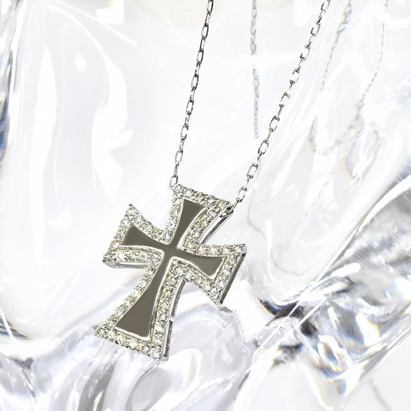 Pt900 Pt850 クロス18 ダイヤモンドペンダントネックレス 0.43ct ネックレス クロス 十字架 ダイヤモンド メンズ ネックレス ori24の画像