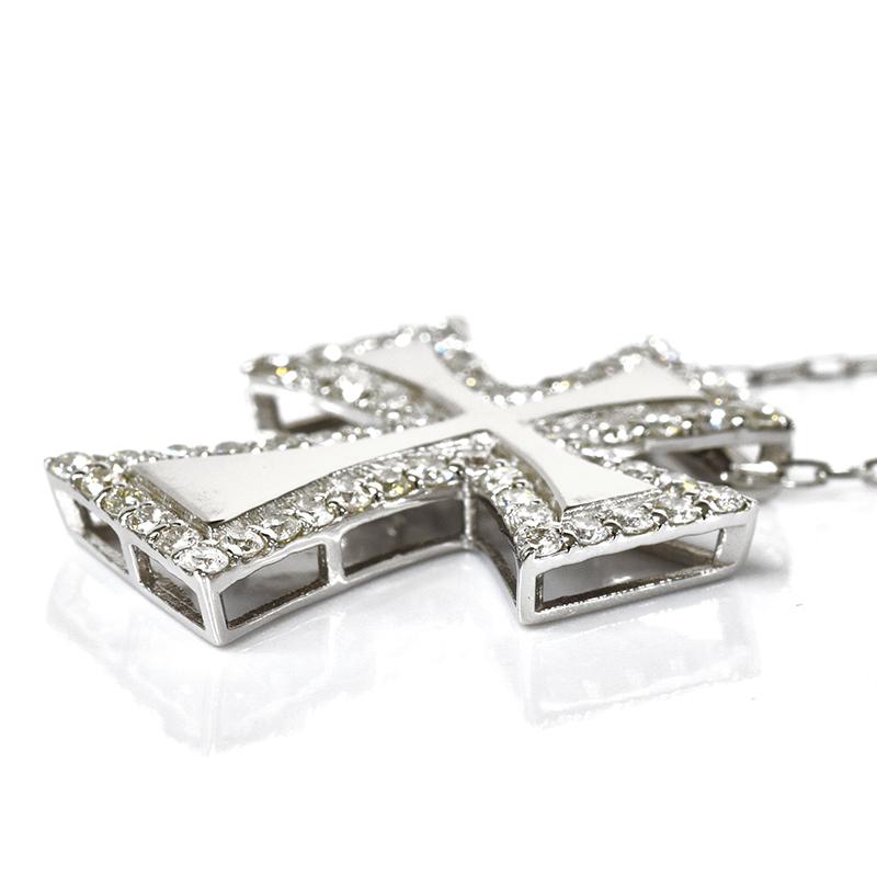 Pt900 Pt850 クロス18 ダイヤモンドペンダントネックレス 0.43ct ネックレス クロス 十字架 ダイヤモンド メンズ ネックレス ori24の画像