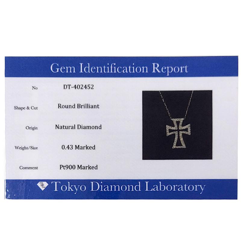 Pt900 Pt850 クロス18 ダイヤモンドペンダントネックレス 0.43ct ネックレス クロス 十字架 ダイヤモンド メンズ ネックレス ori24の画像