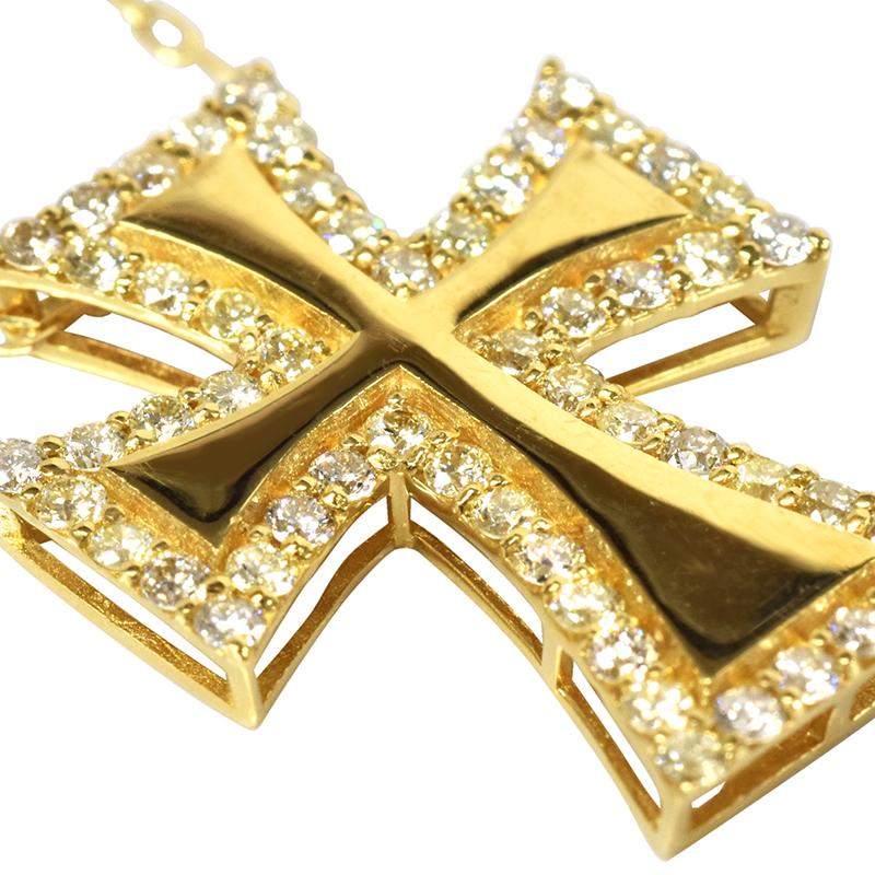 K18 クロス18 ダイヤモンドペンダントネックレス 0.43ct ネックレス クロス 十字架 ダイヤモンド メンズ ネックレス ori24の画像