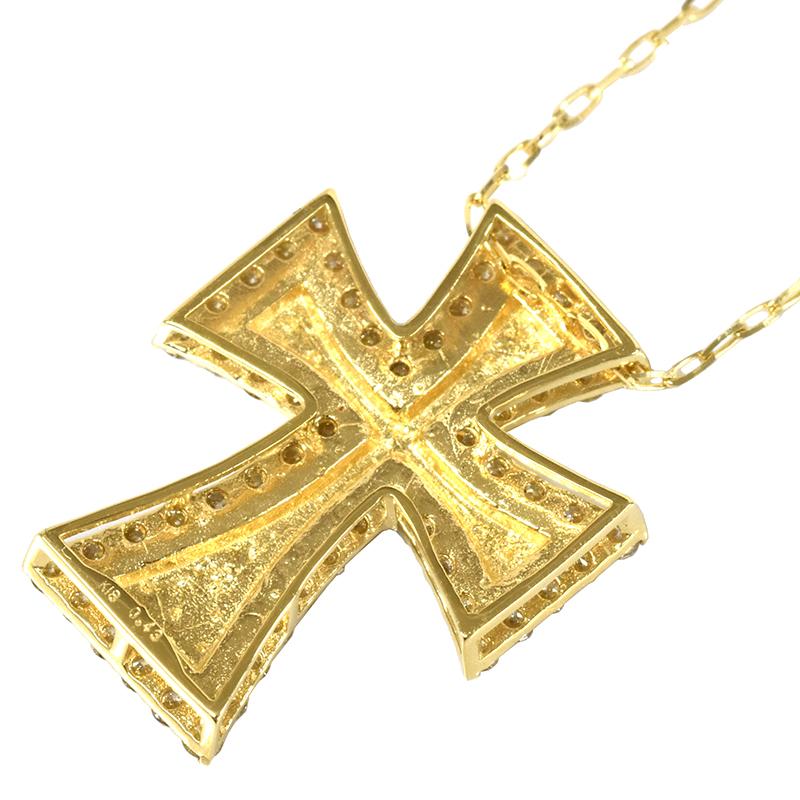 K18 クロス18 ダイヤモンドペンダントネックレス 0.43ct ネックレス クロス 十字架 ダイヤモンド メンズ ネックレス ori24の画像
