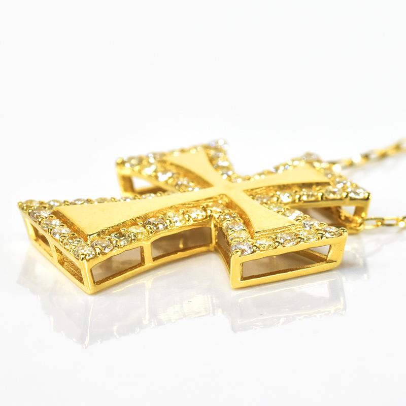 K18 クロス18 ダイヤモンドペンダントネックレス 0.43ct ネックレス クロス 十字架 ダイヤモンド メンズ ネックレス ori24の画像