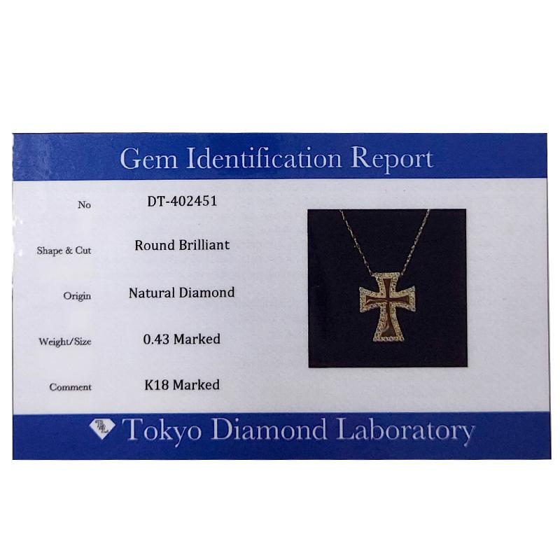 K18 クロス18 ダイヤモンドペンダントネックレス 0.43ct ネックレス クロス 十字架 ダイヤモンド メンズ ネックレス ori24の画像