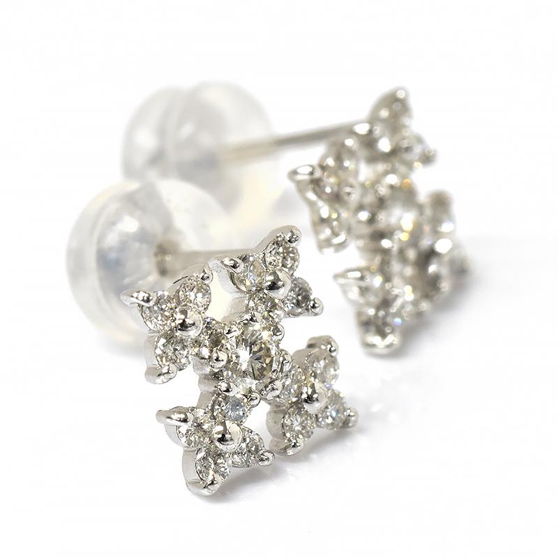 Pt950/Pt900 0.32ct アイアンクロスダイヤピアス プラチナ ダイヤモンド 十字架 クロス 0.16ct×2 合計 0.320ct メンズ レディースの画像
