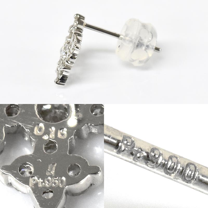 Pt950/Pt900 0.32ct アイアンクロスダイヤピアス プラチナ ダイヤモンド 十字架 クロス 0.16ct×2 合計 0.320ct メンズ レディースの画像
