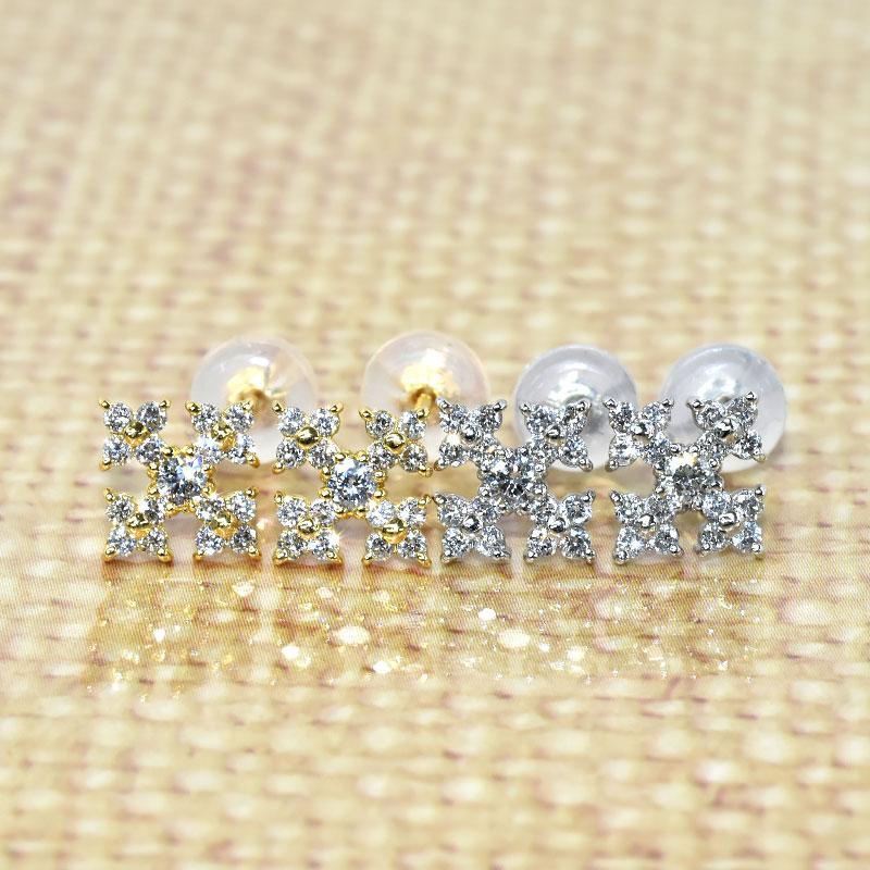 Pt950/Pt900 0.32ct アイアンクロスダイヤピアス プラチナ ダイヤモンド 十字架 クロス 0.16ct×2 合計 0.320ct メンズ レディースの画像
