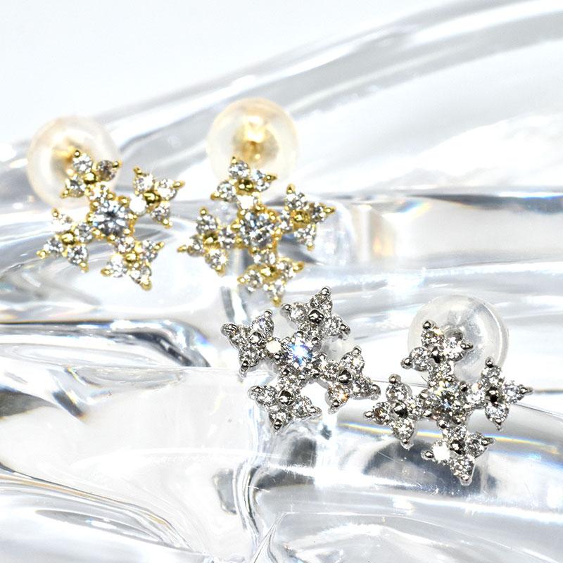 Pt950/Pt900 0.32ct アイアンクロスダイヤピアス プラチナ ダイヤモンド 十字架 クロス 0.16ct×2 合計 0.320ct メンズ レディースの画像