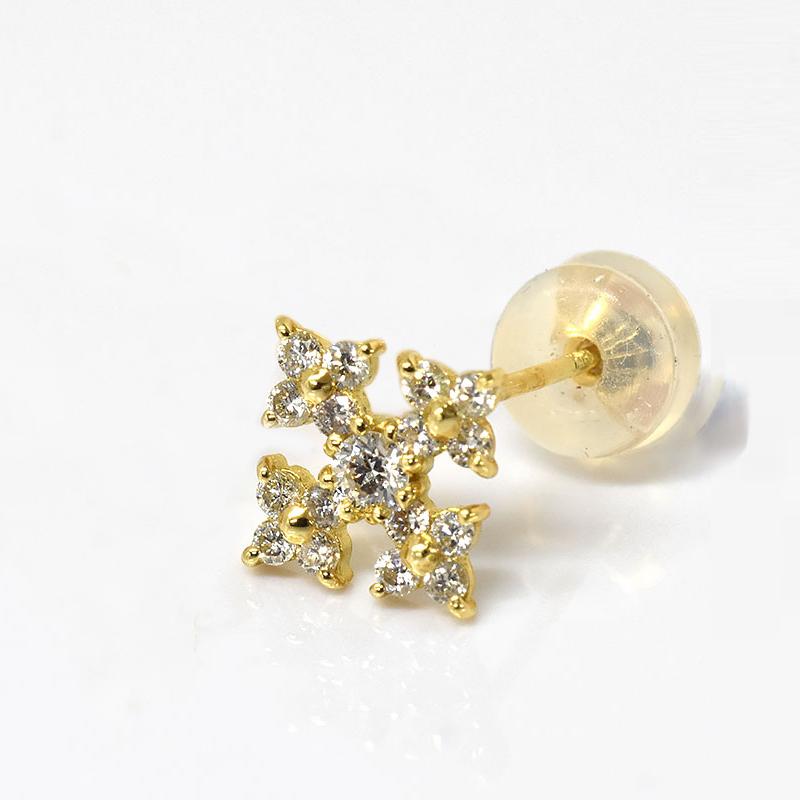 K18 0.16ct アイアンクロスダイヤピアス シングル 片耳 18金 ゴールド ダイヤモンド クロス 十字架 メンズ レディース ジュエリー |  | 01