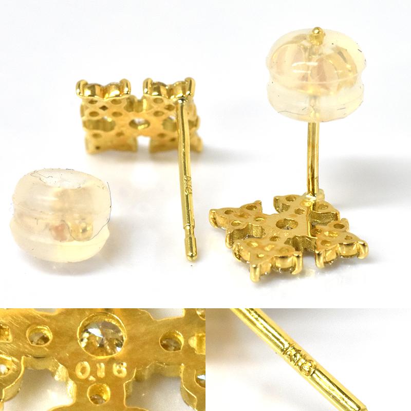 K18 0.32ct アイアンクロスダイヤピアス 18金 ゴールド ダイヤモンド