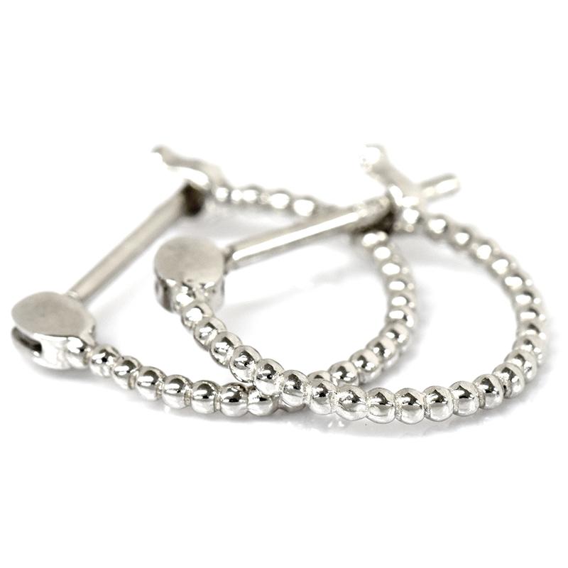 Pt900  ペア 両耳 2個 ボールフープピアス デザインフープ 1×9mm 1mm 9mm プラチナ メンズ レディース ジュエリー 送料無料 |  | 03