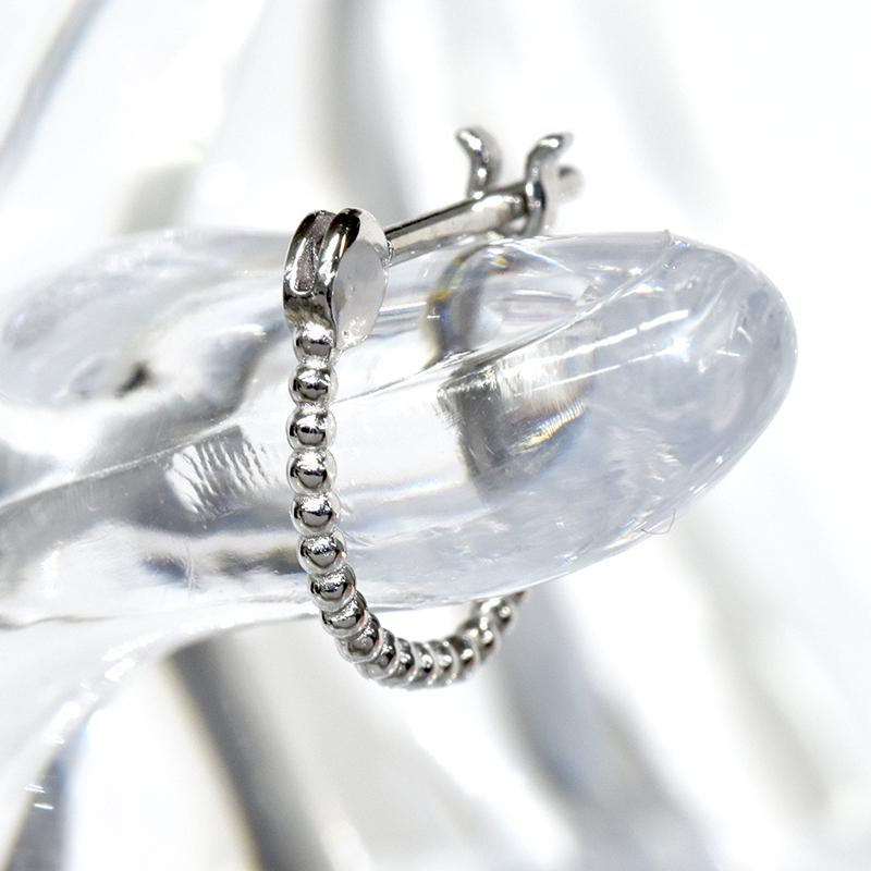 Pt900 シングル 片耳 1個 ボールフープピアス デザインフープ 1×9mm 1mm 9mm プラチナ メンズ レディース ジュエリー 送料無料 |  | 02