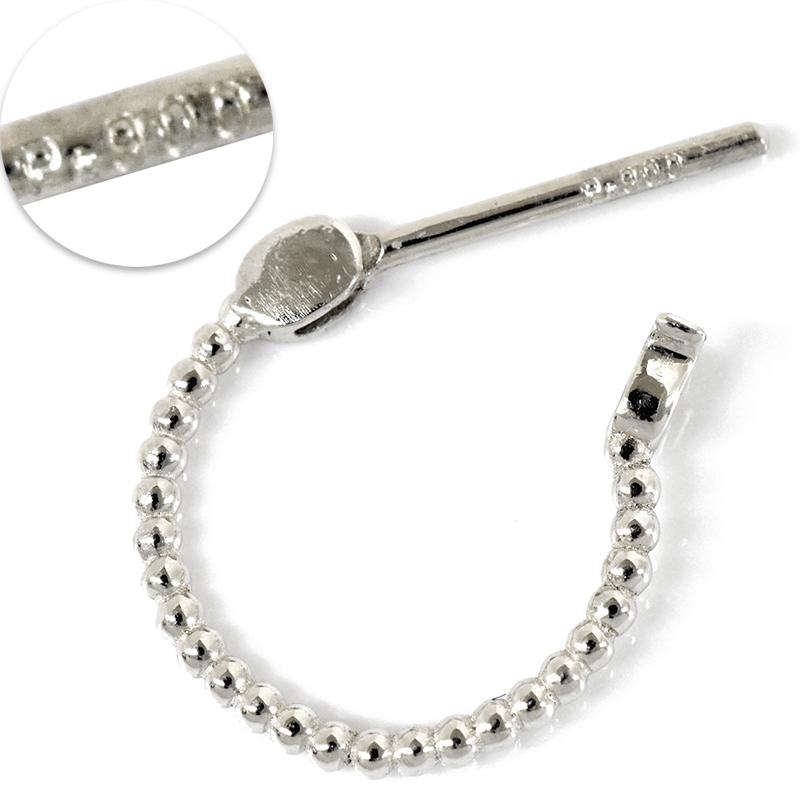 Pt900 シングル 片耳 1個 ボールフープピアス デザインフープ 1×9mm 1mm 9mm プラチナ メンズ レディース ジュエリー 送料無料 |  | 05