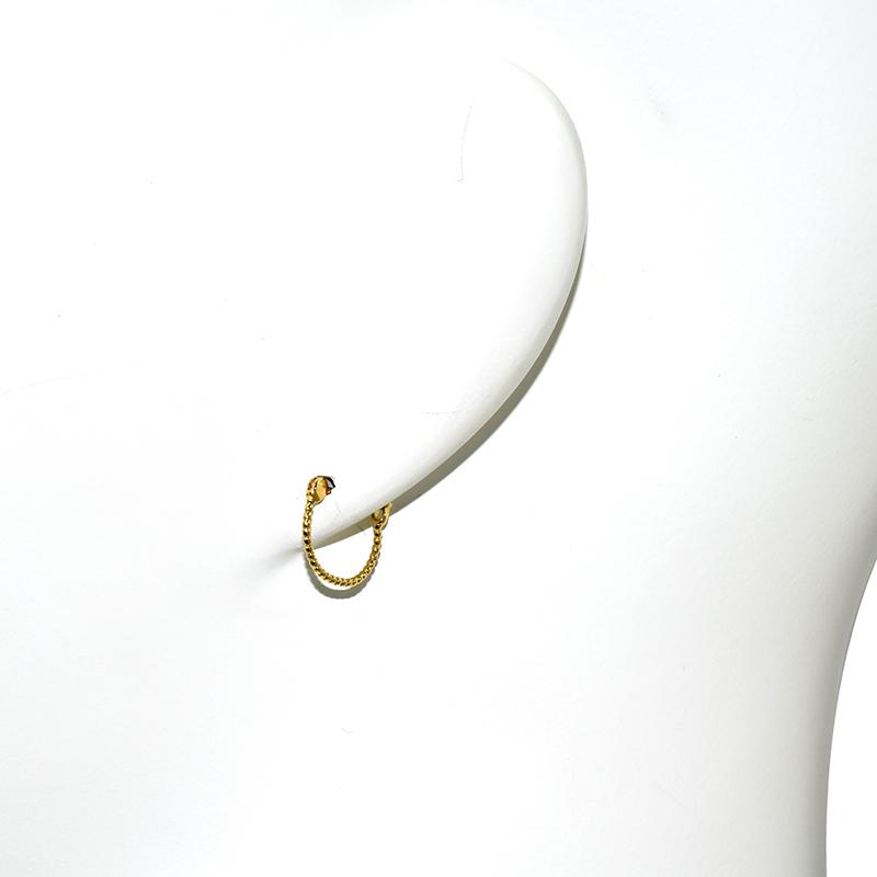 K18  シングル 片耳 1個 ボールフープピアス デザインフープ 1×9mm 1mm 9mm ゴールド 18金 YG メンズ レディース ジュエリー 送料無料 |  | 01