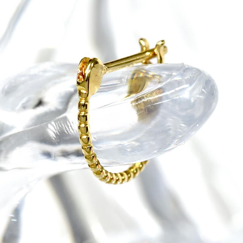 K18  シングル 片耳 1個 ボールフープピアス デザインフープ 1×9mm 1mm 9mm ゴールド 18金 YG メンズ レディース ジュエリー 送料無料 |  | 02