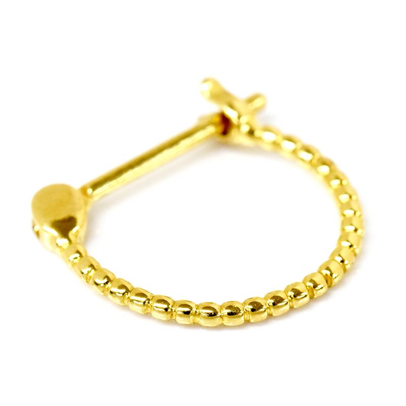 K18  シングル 片耳 1個 ボールフープピアス デザインフープ 1×9mm 1mm 9mm ゴールド 18金 YG メンズ レディース ジュエリー 送料無料 |  | 03