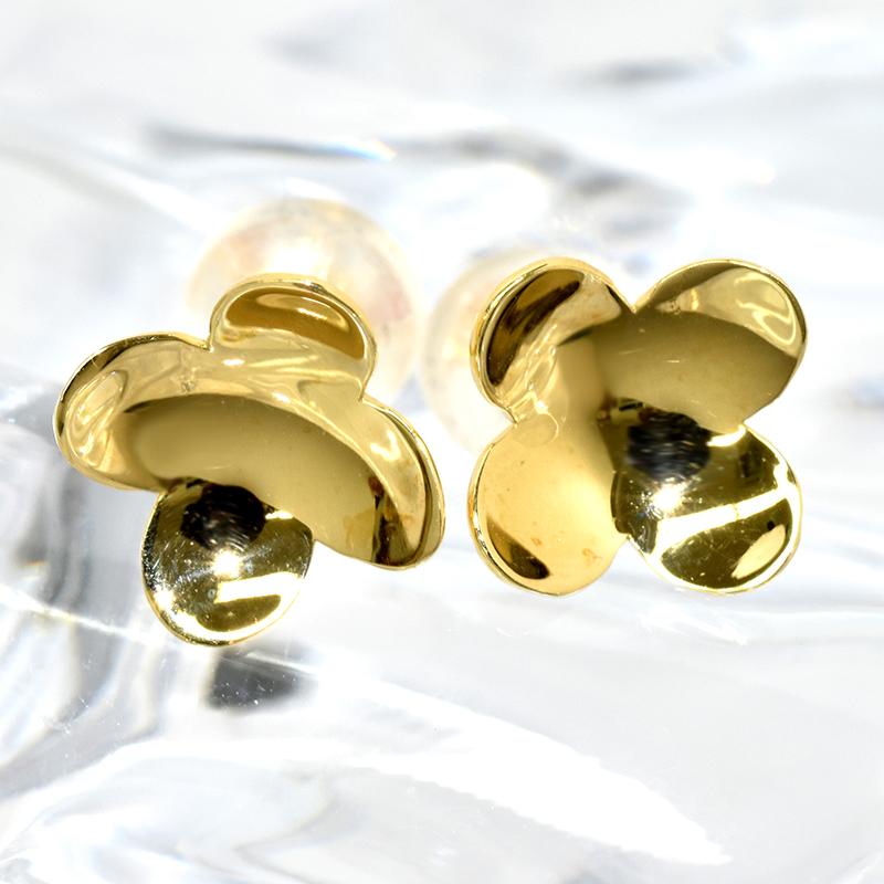 K18 ペア 両耳 2個 立体的なフラワーピアス 花 7×9mm スタッドピアス ゴールド 18金 YG メンズ レディース ジュエリー 送料無料 |  | 02