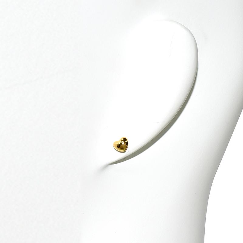 K18 シングル 片耳 1個 ぷっくり ハートピアス 5.5×5mm スタッドピアス ゴールド 18金 YG メンズ レディース ジュエリー 送料無料 |  | 01